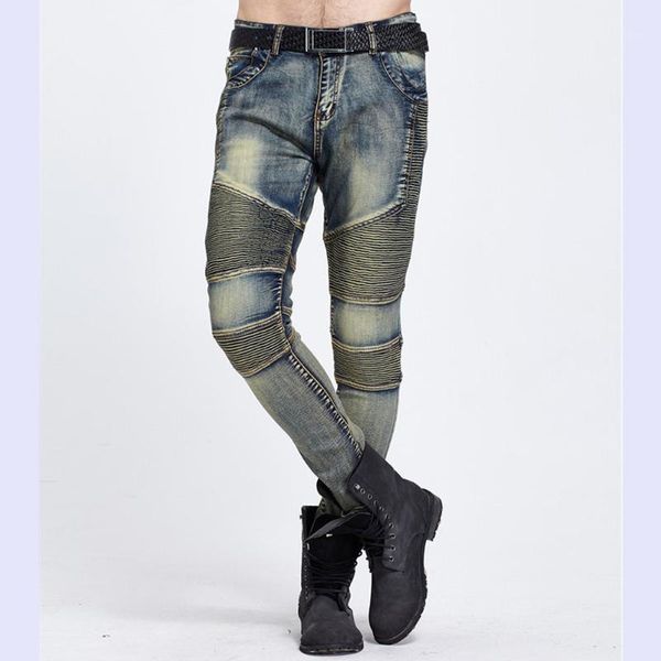 fashion cotton denim men ripped pencil jeans pleated trousers zipper gray street hip skinny male biker jeans pants pocket1, Blue
fashion cotton denim men ripped pencil jeans pleated trousers zipper gray street hip skinny male biker jeans pants pocket1, Blue