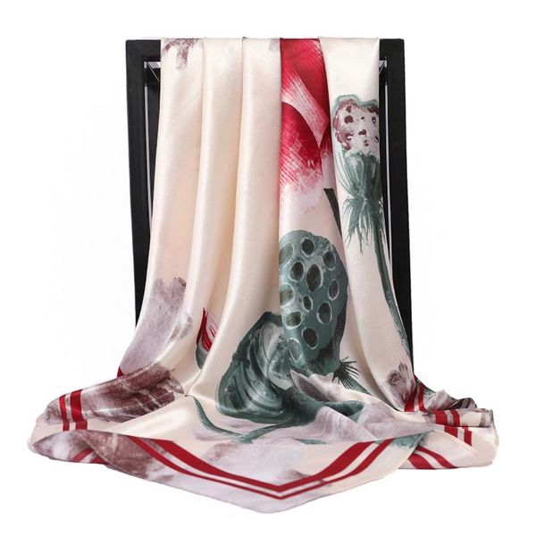 women silk scarf lotus printed square head hijab scarfs for ladies quality foulard female satin shawls wraps, Blue;gray
women silk scarf lotus printed square head hijab scarfs for ladies quality foulard female satin shawls wraps, Blue;gray