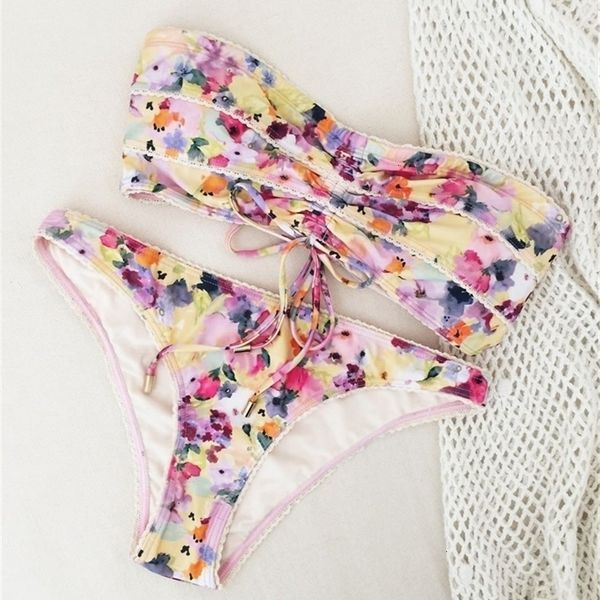 2021 new bikini print bra strap split triangle, White;black