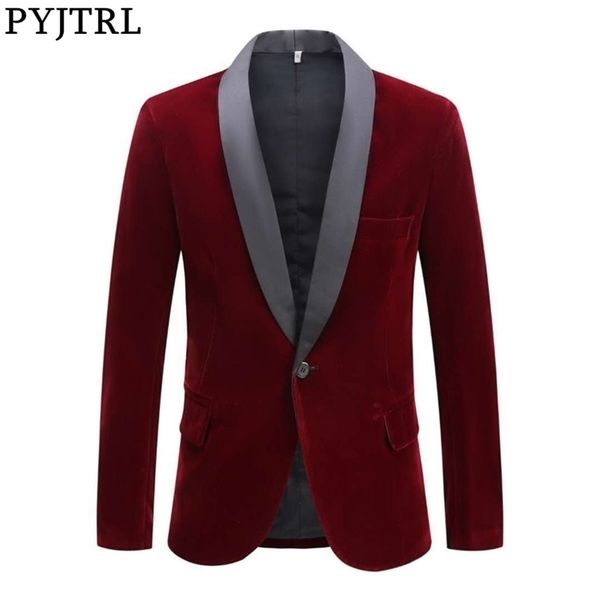 pyjtrl men's autumn winter velvet wine red fashion leisure suit jacket wedding groom singer slim fit blazer hombre masculino 201104, White;black
pyjtrl men's autumn winter velvet wine red fashion leisure suit jacket wedding groom singer slim fit blazer hombre masculino 201104, White;black