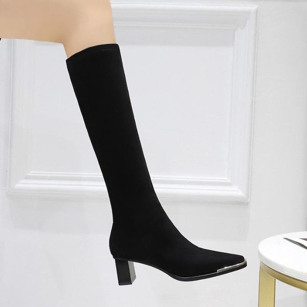 european and american fashion simple thick-heeled high-heeled metal square toe iron head suede nightclub slim high boots 39, Black
european and american fashion simple thick-heeled high-heeled metal square toe iron head suede nightclub slim high boots 39, Black