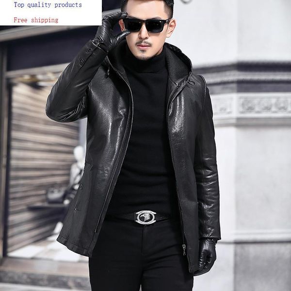 men's leather & faux 2021 genuine jacket hooded vintage 100% sheepskin coat autumn winter real jackets 135-1 j3118, Black
men's leather & faux 2021 genuine jacket hooded vintage 100% sheepskin coat autumn winter real jackets 135-1 j3118, Black