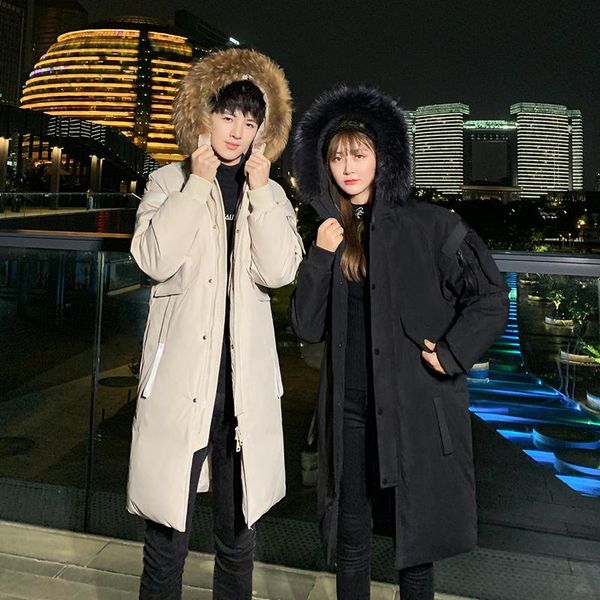 men's down & parkas 2021 korean style men warm big fur hat jacket long thicken couple woman male casual solid 3 colors coats, Black
men's down & parkas 2021 korean style men warm big fur hat jacket long thicken couple woman male casual solid 3 colors coats, Black