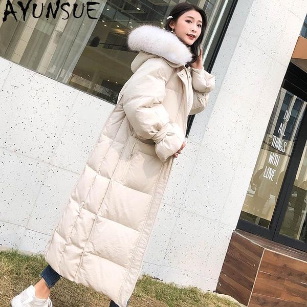women's down & parkas ayunsue female jacket winter 2021 white duck jackets clothing real raccoon fur collar woman coats ropa tn155, Black
women's down & parkas ayunsue female jacket winter 2021 white duck jackets clothing real raccoon fur collar woman coats ropa tn155, Black