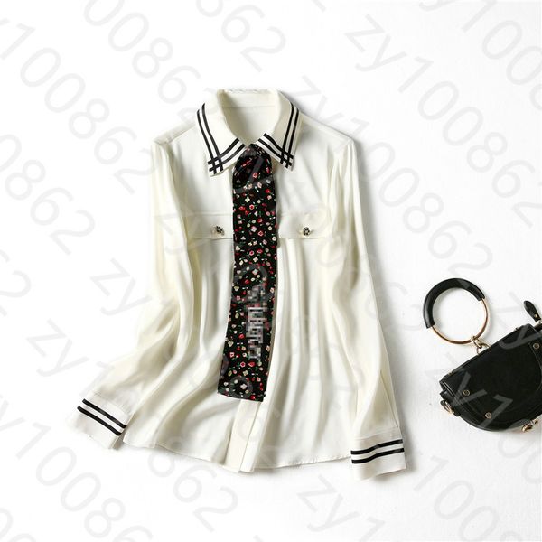 2021 Spring Long Sleeve Lapel Neck Contrast Color Natural Real Silk Ribbon Tie Bow Single-Breasted Soie Blouse Elegant Shirt Shirts WD28290, White
2021 Spring Long Sleeve Lapel Neck Contrast Color Natural Real Silk Ribbon Tie Bow Single-Breasted Soie Blouse Elegant Shirt Shirts WD28290, White