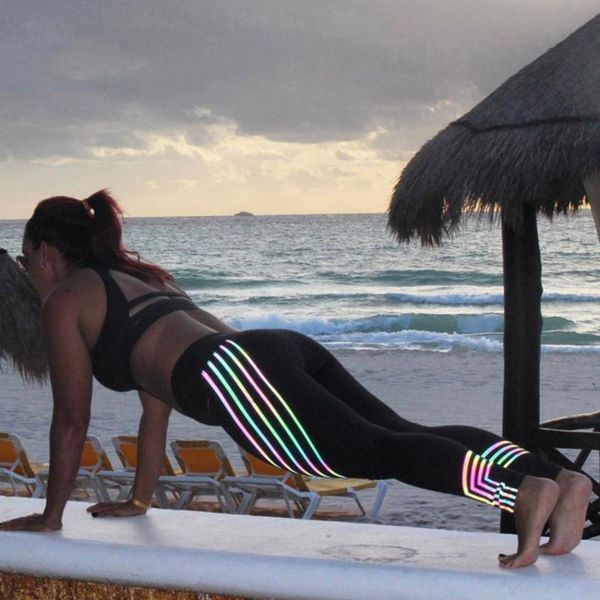 women fitness yoga pants gym clothing high waist laser print 3m reflective push up running sport leggings slim tight trouser, White;red
women fitness yoga pants gym clothing high waist laser print 3m reflective push up running sport leggings slim tight trouser, White;red