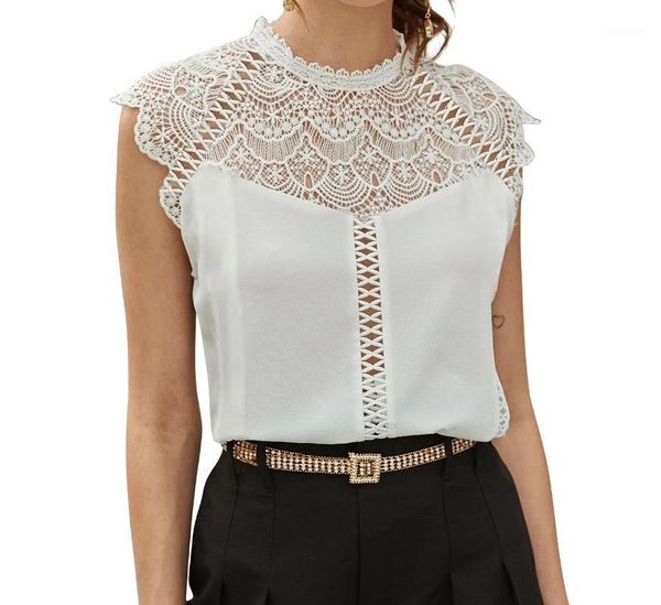 2020 female streetwear chiffon polyester shirt sleeveless solid color blouse street style three-striped lace women's blouse1, White
2020 female streetwear chiffon polyester shirt sleeveless solid color blouse street style three-striped lace women's blouse1, White