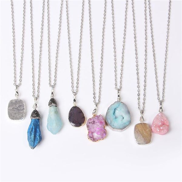 pendant necklaces rough druzy stone women geometric irregular agates geode lava crystal quartz necklace charms jewelry, Silver
pendant necklaces rough druzy stone women geometric irregular agates geode lava crystal quartz necklace charms jewelry, Silver
