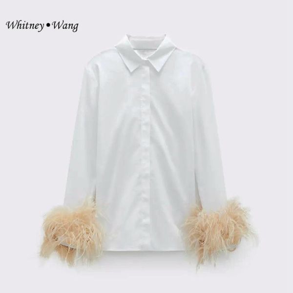 women's blouses & shirts whitney wang designer style feathers satin shirt women 2021 autumn winter blouse elegant office lady blusas p, White
women's blouses & shirts whitney wang designer style feathers satin shirt women 2021 autumn winter blouse elegant office lady blusas p, White