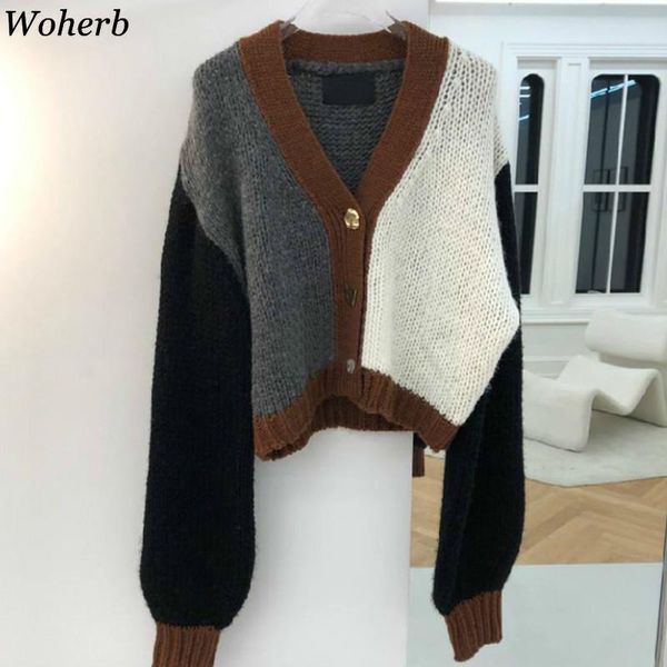women's knits & tees woherb winter clothes women korean fashion knitwear cardigan woman v-neck patchwork contrast color knit sweater co, White
women's knits & tees woherb winter clothes women korean fashion knitwear cardigan woman v-neck patchwork contrast color knit sweater co, White