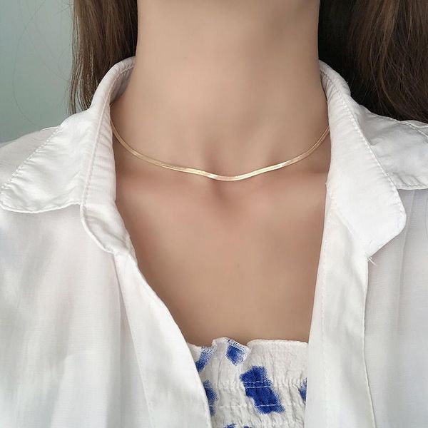 chokers gold silver color snake chain short necklace for womeb girls lace titanium steel jewelry birthday gift drop, Golden;silver
chokers gold silver color snake chain short necklace for womeb girls lace titanium steel jewelry birthday gift drop, Golden;silver