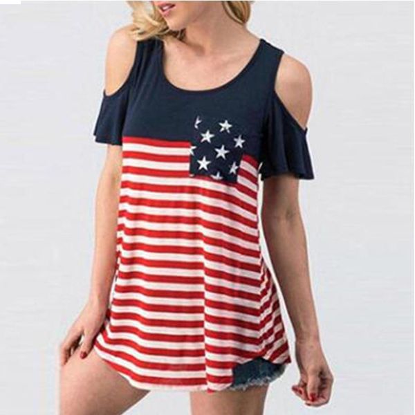 women's blouses & shirts summer womens and casual off shoulder ruffled american flag star striped printed women blouse tishirt, White
women's blouses & shirts summer womens and casual off shoulder ruffled american flag star striped printed women blouse tishirt, White