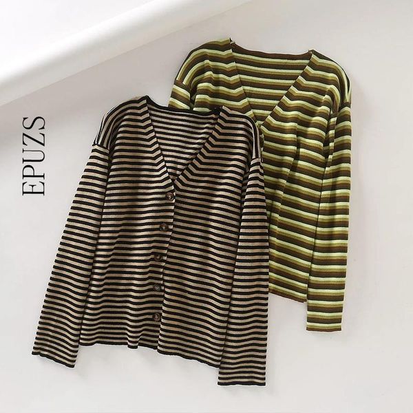 women's knits & tees women knitted cardigan sweater long sleeve striped vintage cute korean winter clothes fall, White
women's knits & tees women knitted cardigan sweater long sleeve striped vintage cute korean winter clothes fall, White