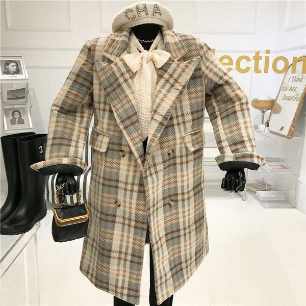 niche design classic plaid woolen overcoat women's 2021 new loose waist over knee retro mid long cotton jacket coat, Black
niche design classic plaid woolen overcoat women's 2021 new loose waist over knee retro mid long cotton jacket coat, Black