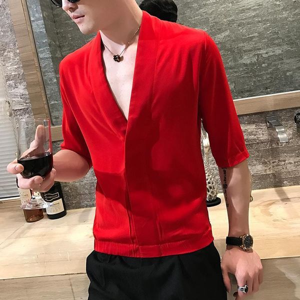 solid party shirt deep v collar men slim fit half sleeve dress shirts korean men fashion clothing hawaiian shirt 5xl1, White;black
solid party shirt deep v collar men slim fit half sleeve dress shirts korean men fashion clothing hawaiian shirt 5xl1, White;black