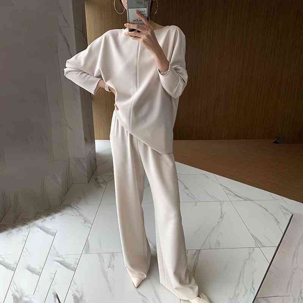women's two piece pants twotwinstyle solid casual women set o neck long sleeve high waist wide leg female suits fashion autumn vc9b, White
women's two piece pants twotwinstyle solid casual women set o neck long sleeve high waist wide leg female suits fashion autumn vc9b, White
