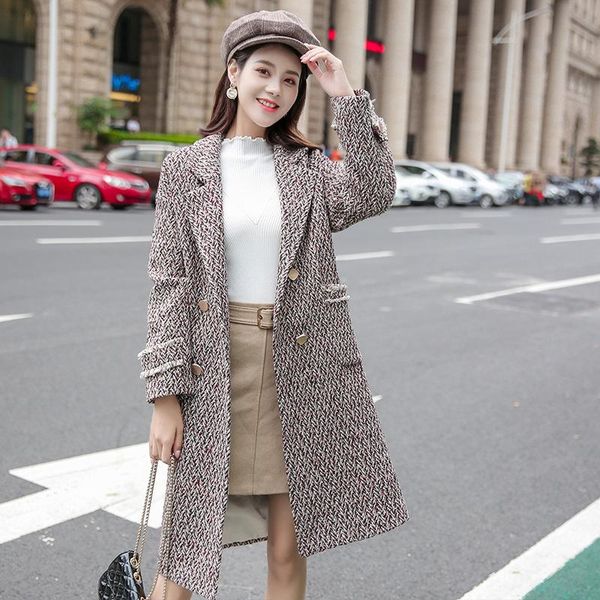 office lady plaid women long woolen coat slim turn-down collar women's jacket double breasted cashmere coat and jacket, Black
office lady plaid women long woolen coat slim turn-down collar women's jacket double breasted cashmere coat and jacket, Black