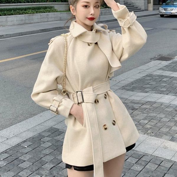 lucyever apricot england style woolen coat women temperament turn-down collar slim winter jacket femme sashes pockets outwear, Black
lucyever apricot england style woolen coat women temperament turn-down collar slim winter jacket femme sashes pockets outwear, Black