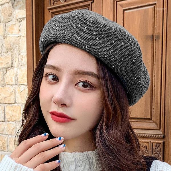 HT3342 Autumn Winter Women Hat Ladies Sequins Knitted Hat Female Vintage Artist Painter Wool Beret French Berets for Women1, Blue;gray
HT3342 Autumn Winter Women Hat Ladies Sequins Knitted Hat Female Vintage Artist Painter Wool Beret French Berets for Women1, Blue;gray