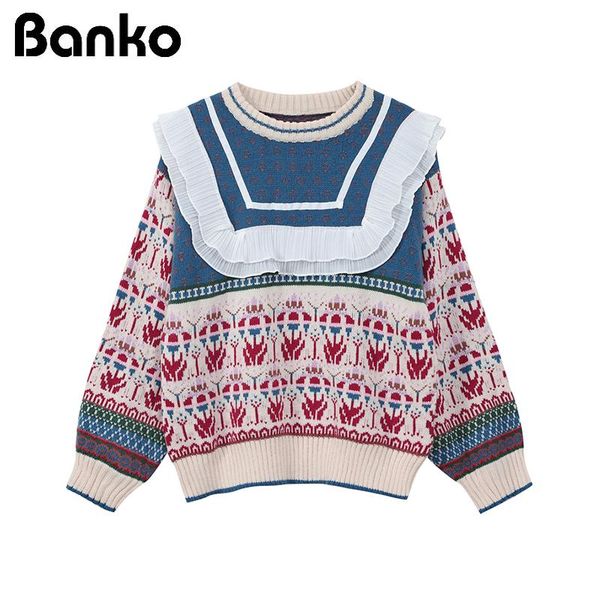 women'sweaters vintage pullover england style loose lace spliced o-neck clothing female spring knitted jumpers ugly sweater, White;black
women'sweaters vintage pullover england style loose lace spliced o-neck clothing female spring knitted jumpers ugly sweater, White;black