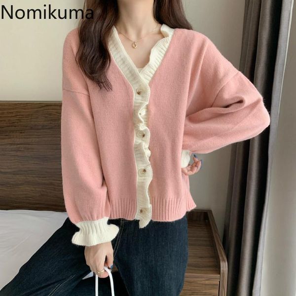 nomikuma sweet contrast color ruffle knitted cardigan jacket 2020 autumn long sleeve knitwear v-neck women sweater coat 6c749, White
nomikuma sweet contrast color ruffle knitted cardigan jacket 2020 autumn long sleeve knitwear v-neck women sweater coat 6c749, White