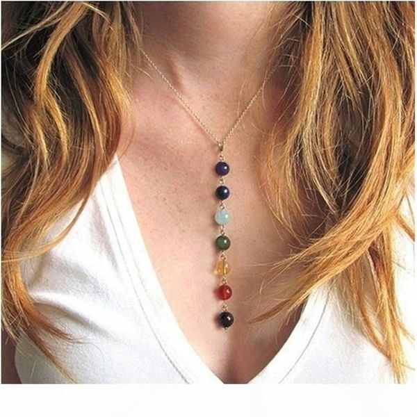 2019 new colorful bead pendant necklace natural stpne 7 reiki chakra healing balance beads necklace gold & silver chain yoga jewelry a226
2019 new colorful bead pendant necklace natural stpne 7 reiki chakra healing balance beads necklace gold & silver chain yoga jewelry a226