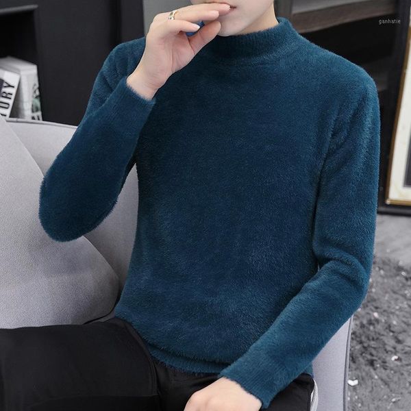 autumn and winter new imitation mink sweater men's half high neck warm pullover sweater solid color thickening base men1, White;black
autumn and winter new imitation mink sweater men's half high neck warm pullover sweater solid color thickening base men1, White;black