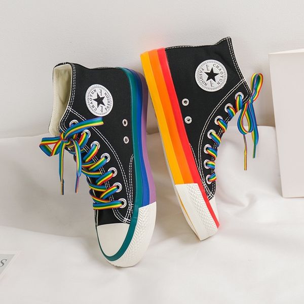 swyivy rainbow bottom casual shoes woman high sneakers cavans spring female casual shoes white canvas sneakers oman 201105, Black
swyivy rainbow bottom casual shoes woman high sneakers cavans spring female casual shoes white canvas sneakers oman 201105, Black