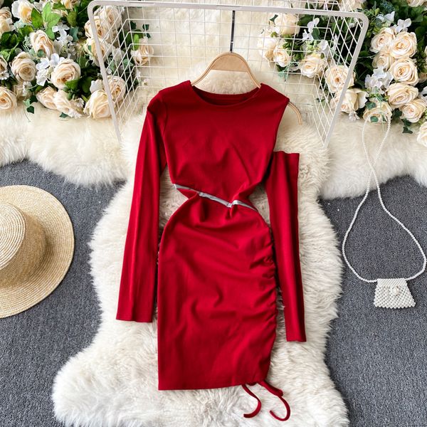 2021 new singiny shoulder design short female long solid thin autumn chic drawstring streetwear dress zgfr, Black;gray
2021 new singiny shoulder design short female long solid thin autumn chic drawstring streetwear dress zgfr, Black;gray