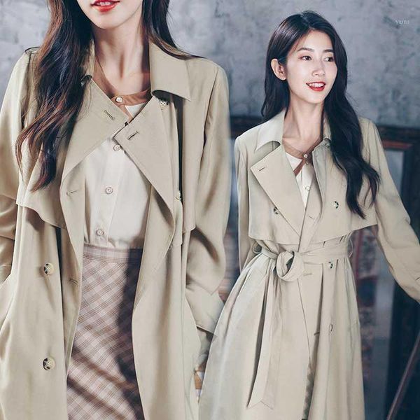 early autumn new fashion double breasted khaki coat for women chic england lapel loose long windbreaker with sashes1, Tan;black
early autumn new fashion double breasted khaki coat for women chic england lapel loose long windbreaker with sashes1, Tan;black