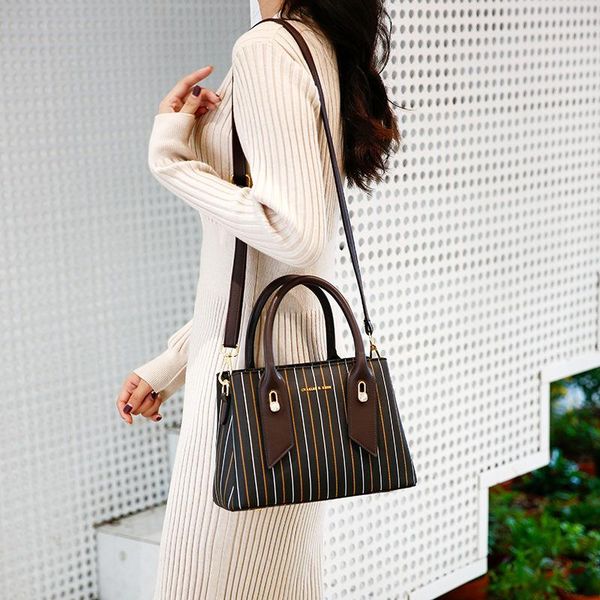 shoulder bags 2021 autumn/winter women's bag luxury high-quality brand casual striped one-shoulder stiletto handbag