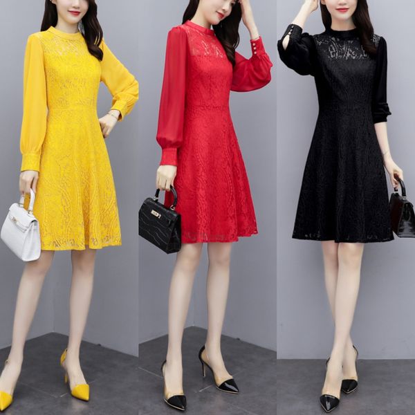 2020 autumn new women's small temperament splicing chiffon mid length skirt lace 2020 autumn new women's dress small temperament d, Black;gray
2020 autumn new women's small temperament splicing chiffon mid length skirt lace 2020 autumn new women's dress small temperament d, Black;gray