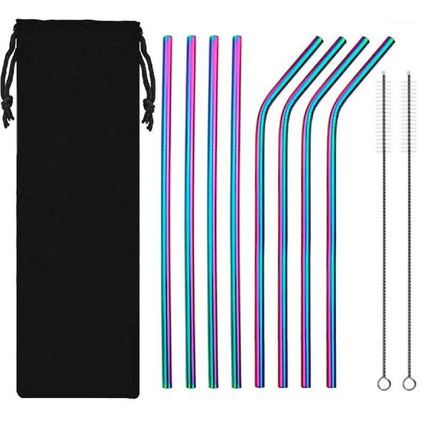 

drinking straws safety and environmental protection reusable straw 304 stainless steel metal with cleaning brush 12mm*266mm1