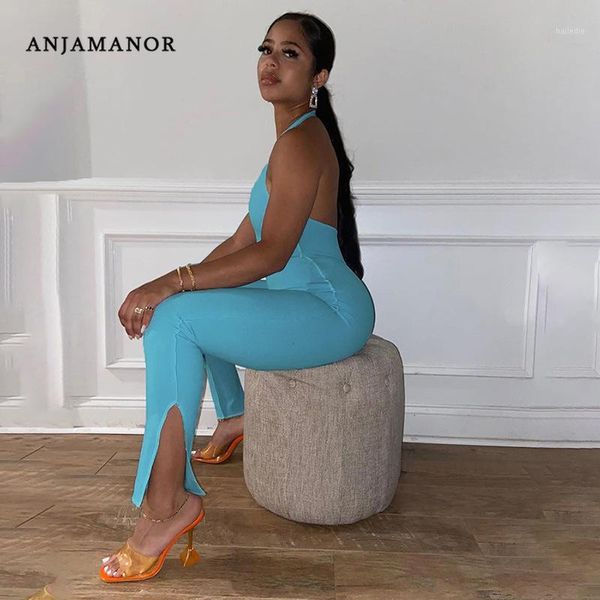 anjamanor halter backless bodycon jumpsuit side split pants club outfits for women summer sleeveless rompers 2020 d87-bd201, Black;white
anjamanor halter backless bodycon jumpsuit side split pants club outfits for women summer sleeveless rompers 2020 d87-bd201, Black;white