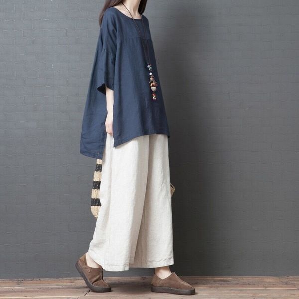 wzawv summer wide leg pants linen t-shirt neck wide mm embroidered hemp loose cotton short sleeve round linennew t-shirt cotton hemp fat leg, Gray
wzawv summer wide leg pants linen t-shirt neck wide mm embroidered hemp loose cotton short sleeve round linennew t-shirt cotton hemp fat leg, Gray