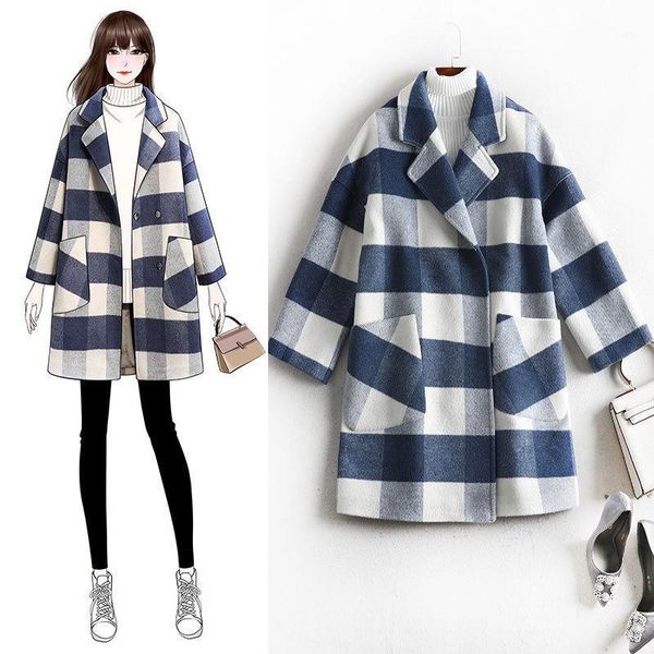 2020 japan style winter plaid wool coat women elegant1, Black
2020 japan style winter plaid wool coat women elegant1, Black