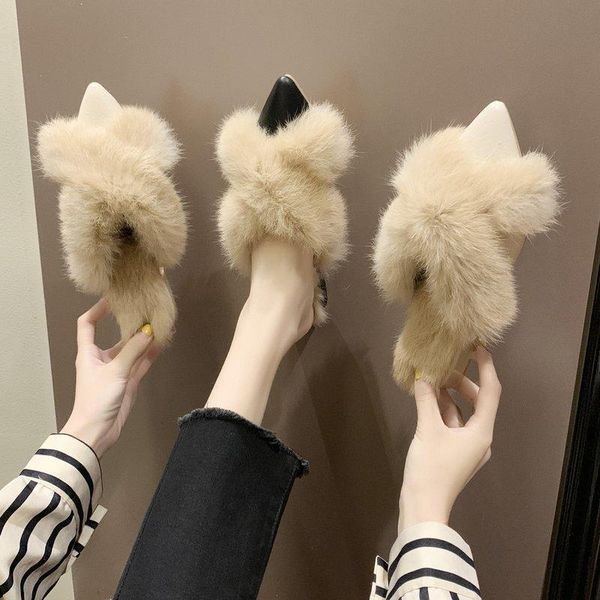 shoes slippers flat loafers low slides fashion pointed toe fur flip flops square heel slipers women flock soft luxury plush, Black
shoes slippers flat loafers low slides fashion pointed toe fur flip flops square heel slipers women flock soft luxury plush, Black