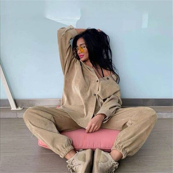 taovk women's tracksuit corduroy pinstripe single-breasted pocket and pants women suits lj201117, White
taovk women's tracksuit corduroy pinstripe single-breasted pocket and pants women suits lj201117, White