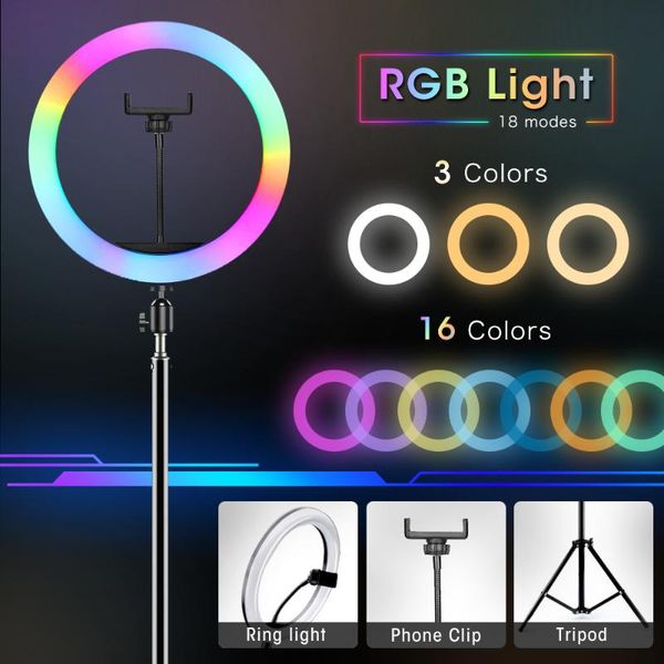 rgb ring light with tripod phone clip selfie colorful pgraphy lighting for vlogging youtube short video live p studio 
rgb ring light with tripod phone clip selfie colorful pgraphy lighting for vlogging youtube short video live p studio