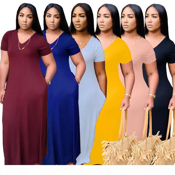 women one-piece dresses fashion solid color v-neck loose pocket dress casual short sleeve floor length loose skirt plus size s-3xl, Black;gray
women one-piece dresses fashion solid color v-neck loose pocket dress casual short sleeve floor length loose skirt plus size s-3xl, Black;gray