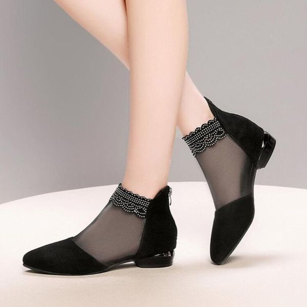 women summer thick heel boots rhinestone mesh hollow ankle boots ladies pointed toe low heel shoes elegant footwear #3, Black
women summer thick heel boots rhinestone mesh hollow ankle boots ladies pointed toe low heel shoes elegant footwear #3, Black