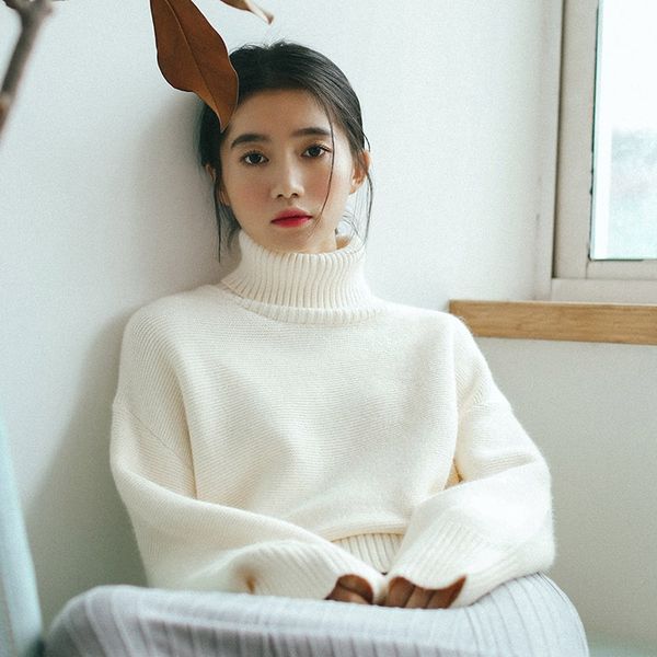 new korean version of lazy style loose high collar solid color comfortable long sleeve pullover pulloversweater pullover sweater women pi3su, White;black
new korean version of lazy style loose high collar solid color comfortable long sleeve pullover pulloversweater pullover sweater women pi3su, White;black