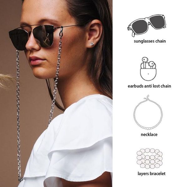 ins style stainless steel glasses chain women sunglasses accessories multifunction anti-lost headset mask lanyard hold straps, Silver
ins style stainless steel glasses chain women sunglasses accessories multifunction anti-lost headset mask lanyard hold straps, Silver