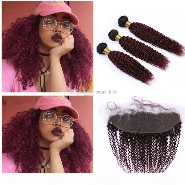 wine red burgundy ombre kinkys curly human hair bundles with frontal closure two tone 1b 99j ombre curly virgin peruvian hair 13x4 frontals, Black;brown
wine red burgundy ombre kinkys curly human hair bundles with frontal closure two tone 1b 99j ombre curly virgin peruvian hair 13x4 frontals, Black;brown