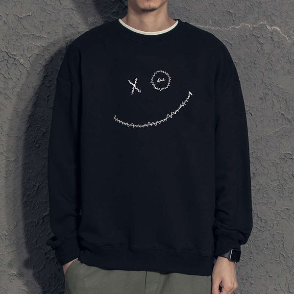 smiling face embroidered sweater autumn winter men's ins loose korean fashion student couple plush coat top, Black
smiling face embroidered sweater autumn winter men's ins loose korean fashion student couple plush coat top, Black