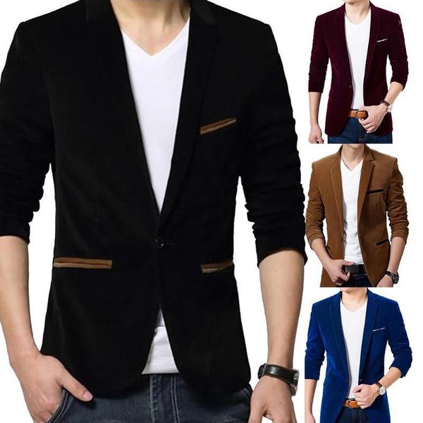 men autumn long sleeve lapel collar button pocket decor velvet slim blazer jacket blazer korean style slim men suit coat casual1, White;black
men autumn long sleeve lapel collar button pocket decor velvet slim blazer jacket blazer korean style slim men suit coat casual1, White;black