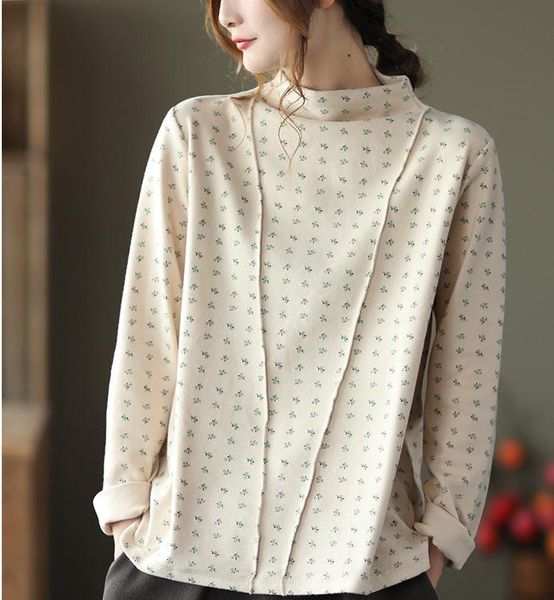 spring autumn tshirts women casual print loose patchwork turtleneck collar full sleeve female wild, White
spring autumn tshirts women casual print loose patchwork turtleneck collar full sleeve female wild, White