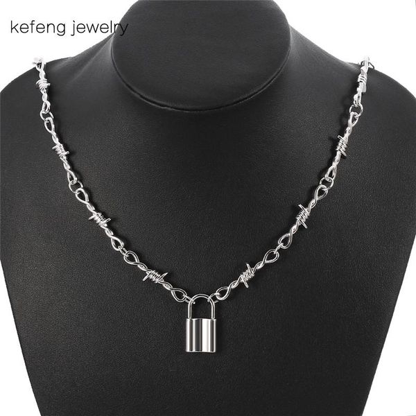 chokers harajuku punk thorns iron padlock pendant necklace hip hop necklaces streetwear choker for women men jewelry, Golden;silver
chokers harajuku punk thorns iron padlock pendant necklace hip hop necklaces streetwear choker for women men jewelry, Golden;silver