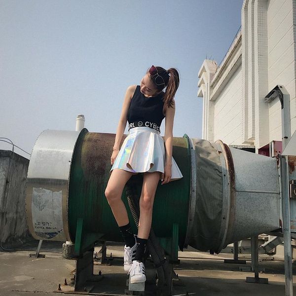 summer harajuku style high waist student laser skirt bright pu leather skirt pettiskirt dance team costume, Black
summer harajuku style high waist student laser skirt bright pu leather skirt pettiskirt dance team costume, Black