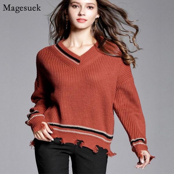 women's sweaters 2021 autumn winter vintage sweater casual v-neck striped loose pullover women jumper woman pull femme 11757, White;black
women's sweaters 2021 autumn winter vintage sweater casual v-neck striped loose pullover women jumper woman pull femme 11757, White;black